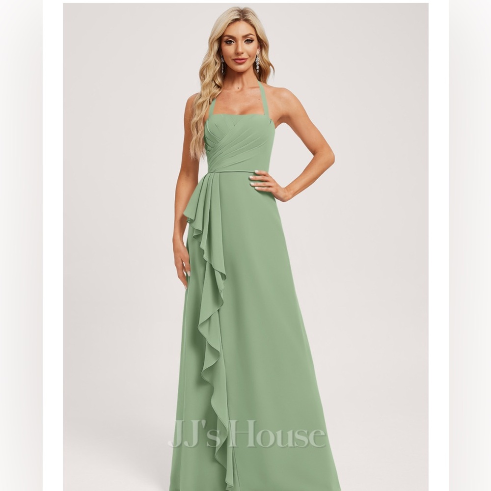 JJs House Green Strapless Asymmetrical Gown